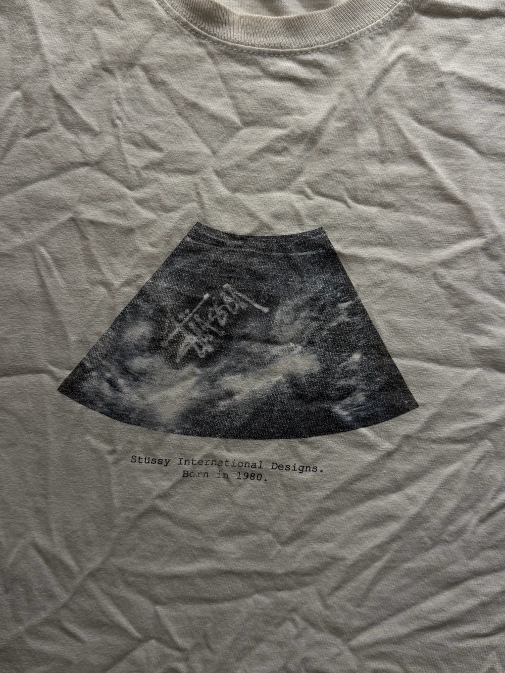 Stussy Cream Short-Sleeve Tee with Black Graphic - Picture 3 of 5